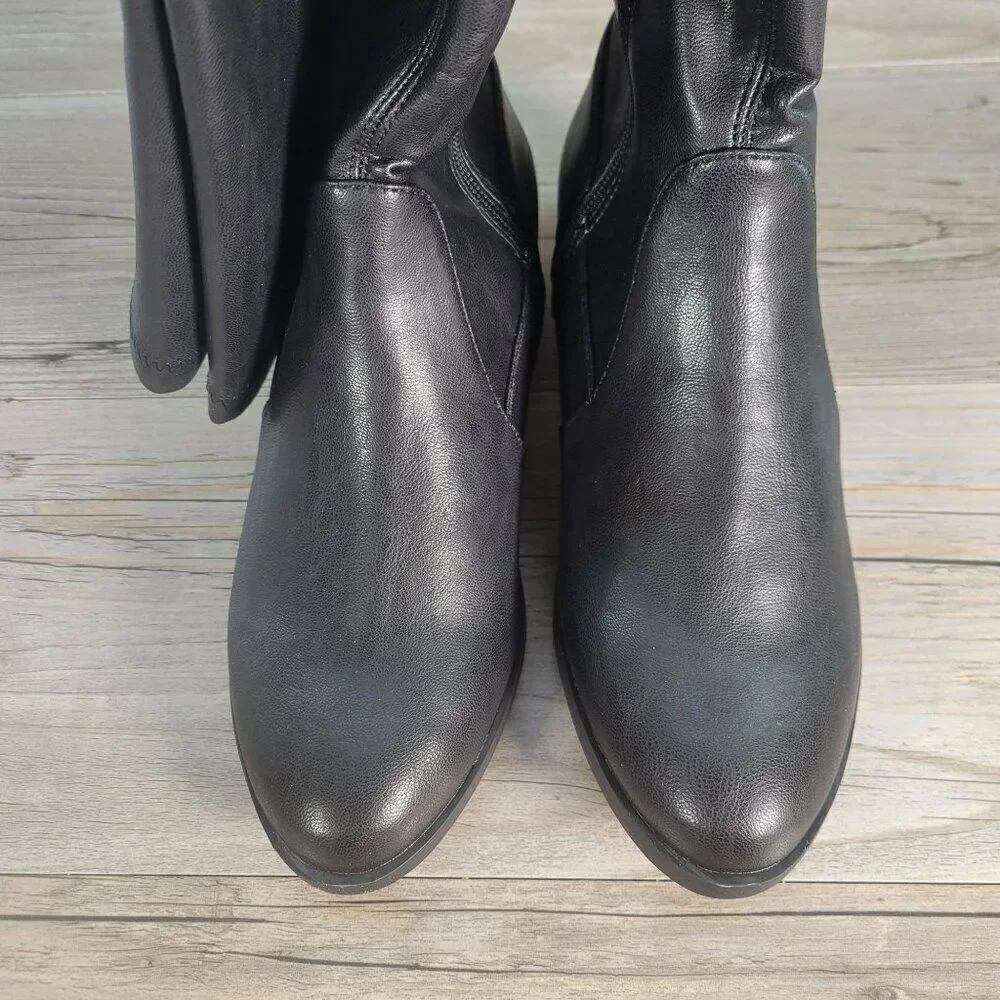 INC Irinaa Black Faux Suede Over Knee Boots Sz 5.5M